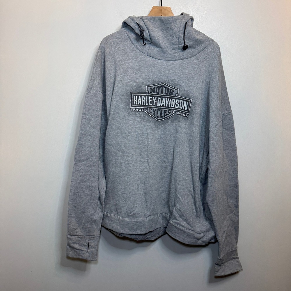 Harley Davidson Indy West Plainfield Graphic Cowl Neck Hoodie Thumbhole Cuffs